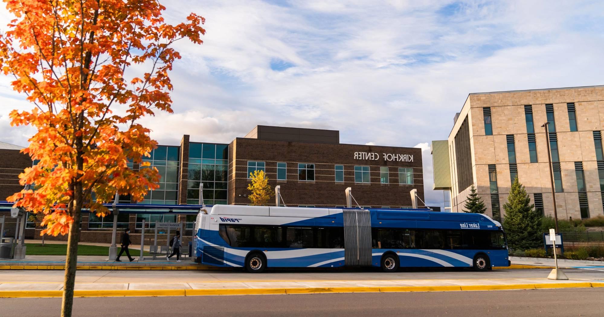 Rapid Bus in front of Kirkhof Center